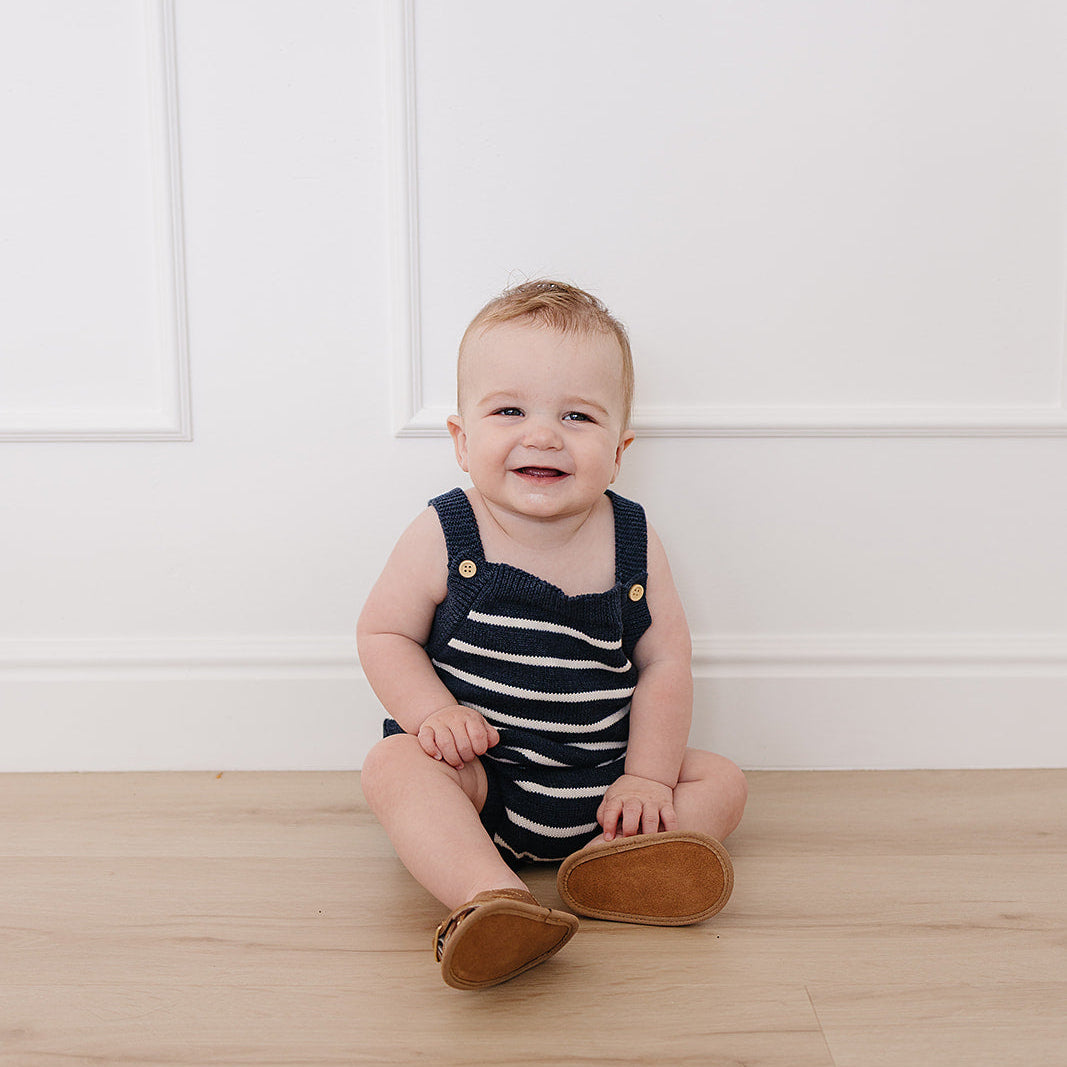Nautical Stripe Knit Bubble Romper
