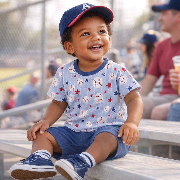Grand Slam Baseball Bamboo Tee &amp; Cotton Shorts Set