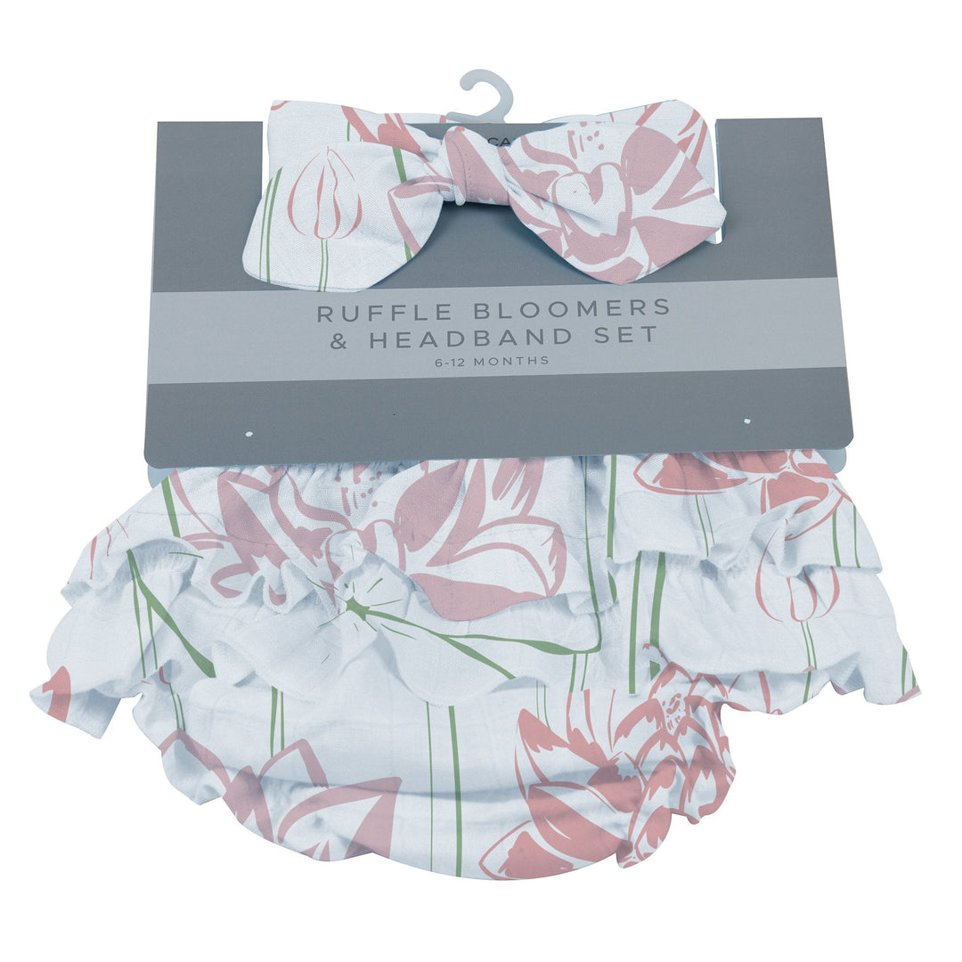 Water Lily Ruffle Bamboo Bloomers Headband Set