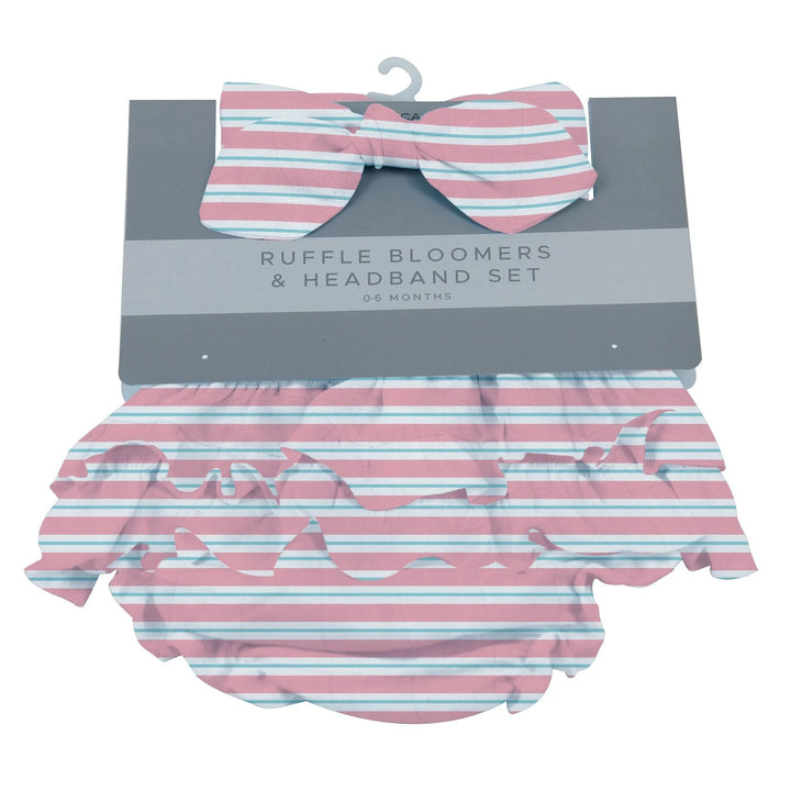 Candy Stripe Ruffle Bamboo Bloomers Headband Set