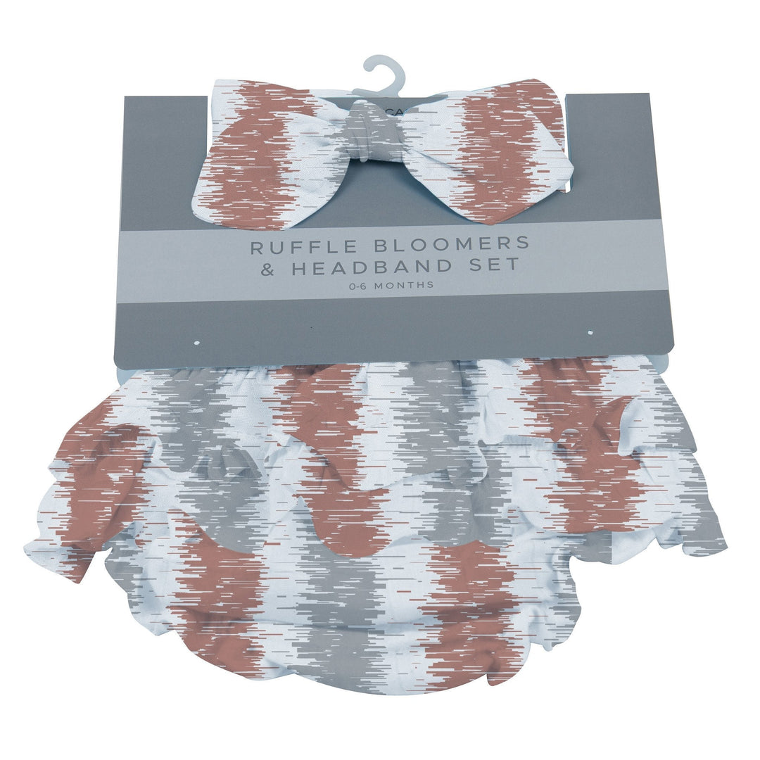 Western Stripe Ruffle Cotton Bloomers Headband Set