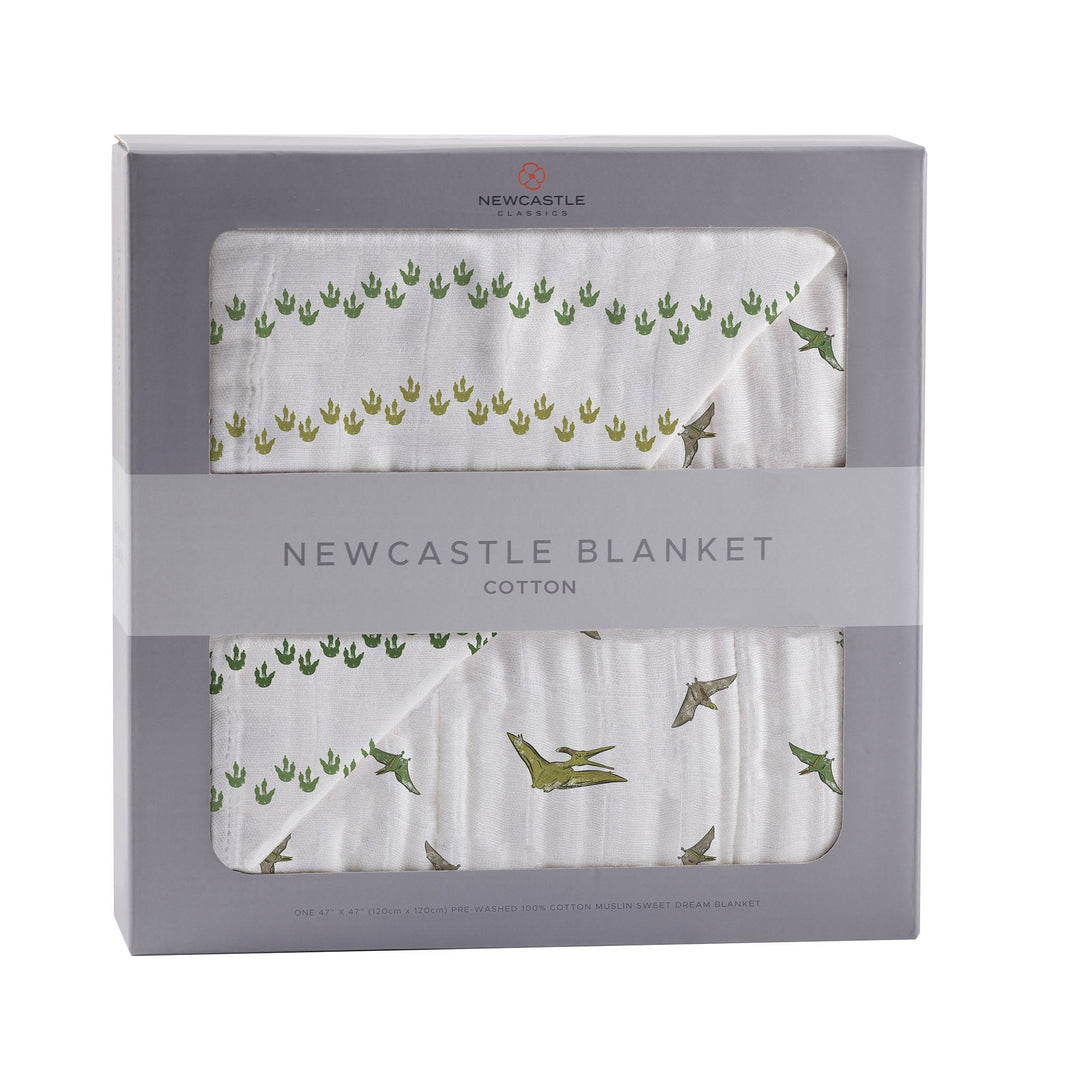 Dino Feet and Pteranodon Cotton Muslin Newcastle Blanket