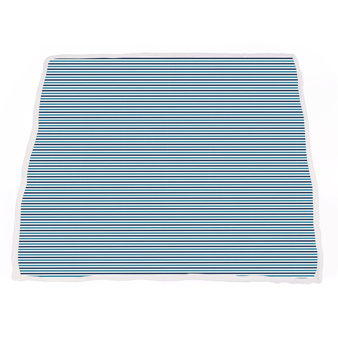 Vintage Steam Trains and Blue Stripe Bamboo Muslin Newcastle Blanket