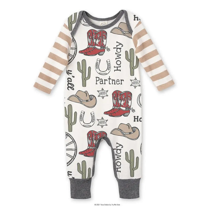 Grey Howdy Partner Cowboy Romper