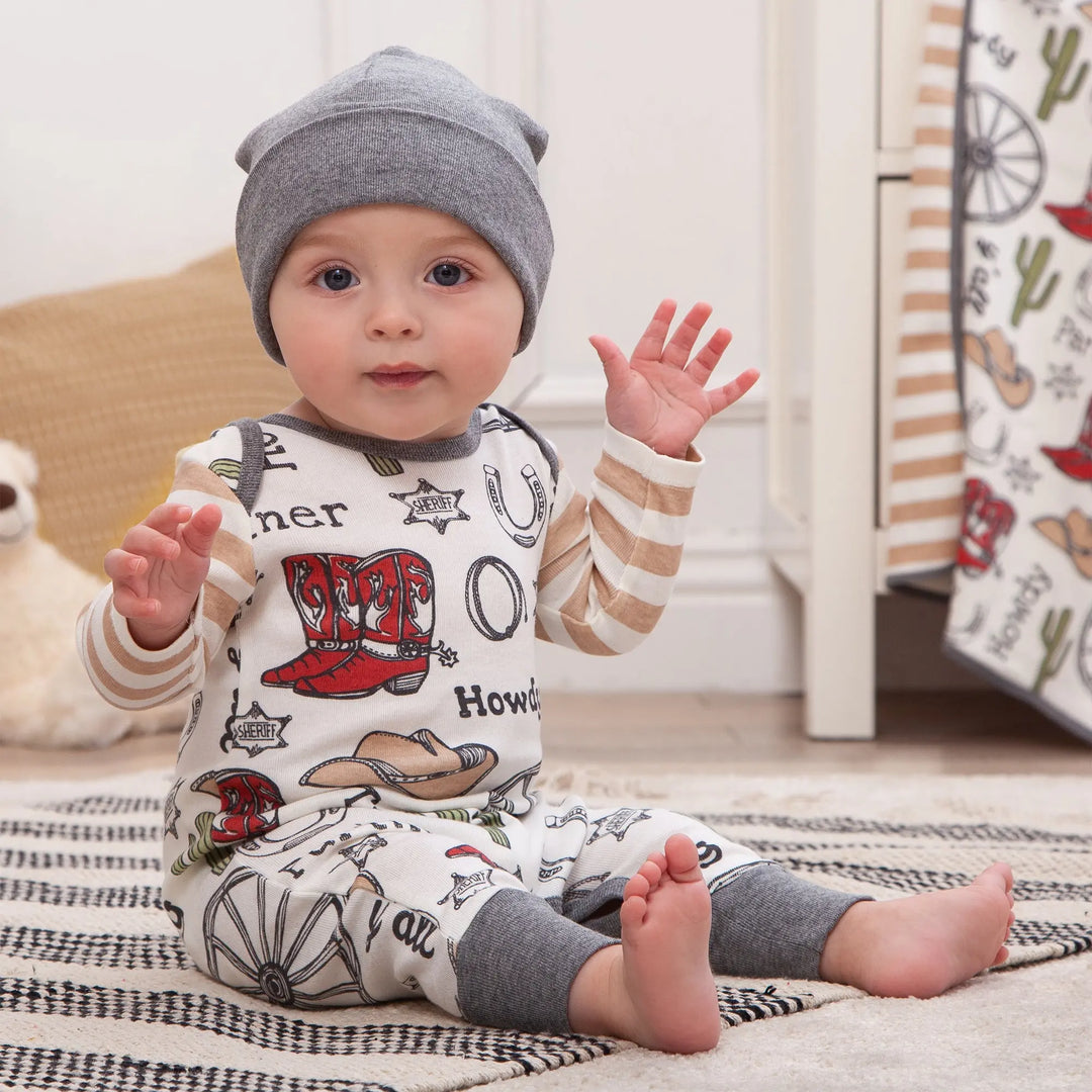 Grey Howdy Partner Cowboy Romper
