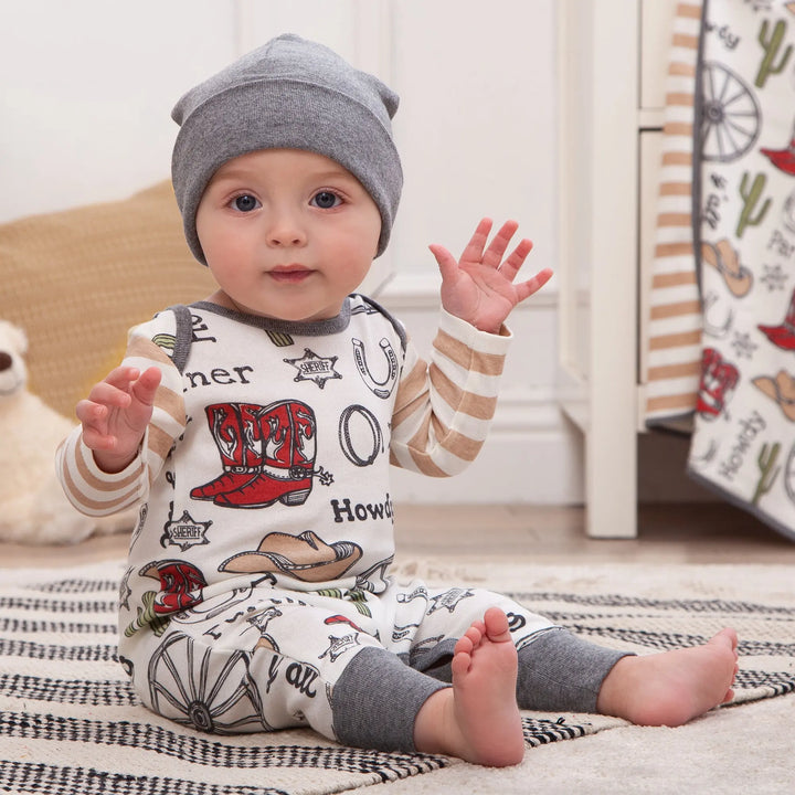 Grey Howdy Partner Cowboy Romper
