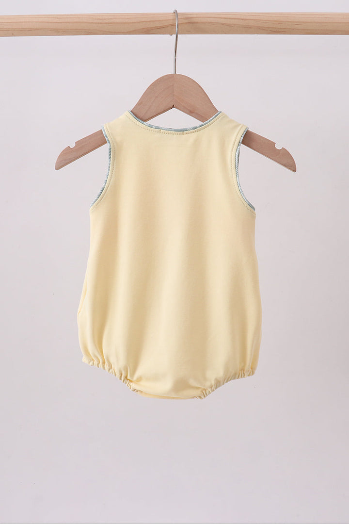 Yellow Plaid Bunny Applique Bubble